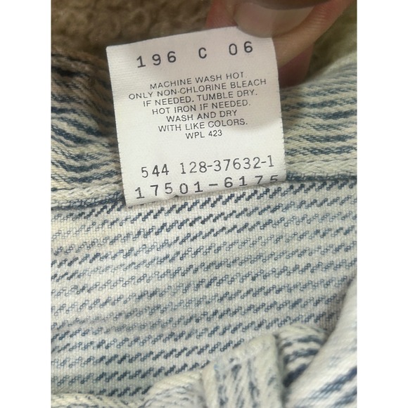 Vintage Levi's 501 High Waisted Button Fly‎ Striped Denim Jeans Size 7 USA Made - Picture 6 of 8